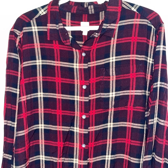 🌹JAG MAGNOLIA LONG PLAID TUNIC SHIRT - Picture 2 of 7